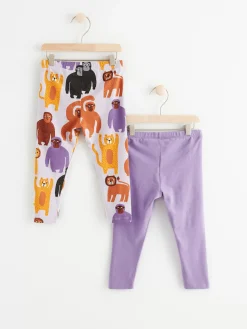 Byxor & Leggings>Lindex Leggings Med Apor Light Lilac