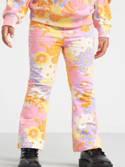 Byxor & Leggings>Lindex Leggings Med Blommor Och Borstad Insida Light Pink