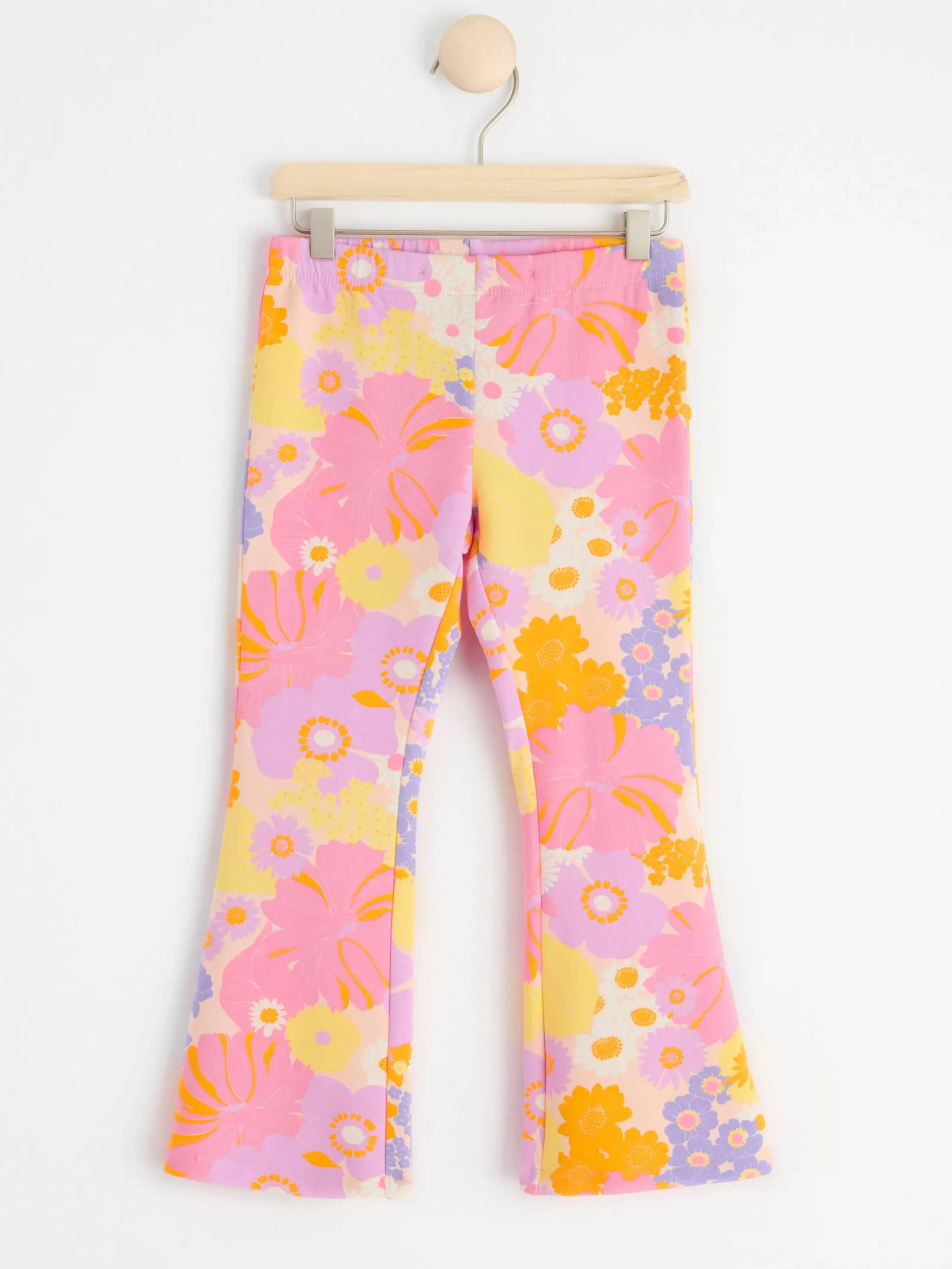 Byxor & Leggings>Lindex Leggings Med Blommor Och Borstad Insida Light Pink