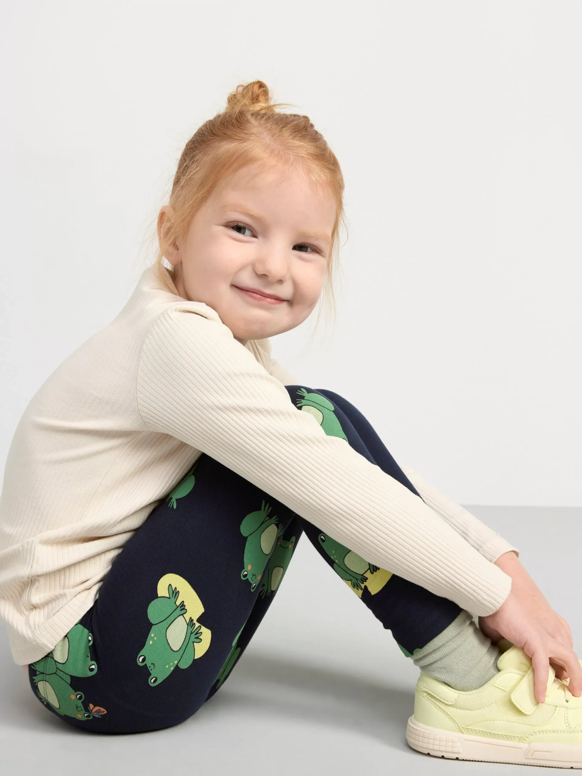 Byxor & Leggings>Lindex Leggings Med Borstad Insida Och Grodor Dark Navy