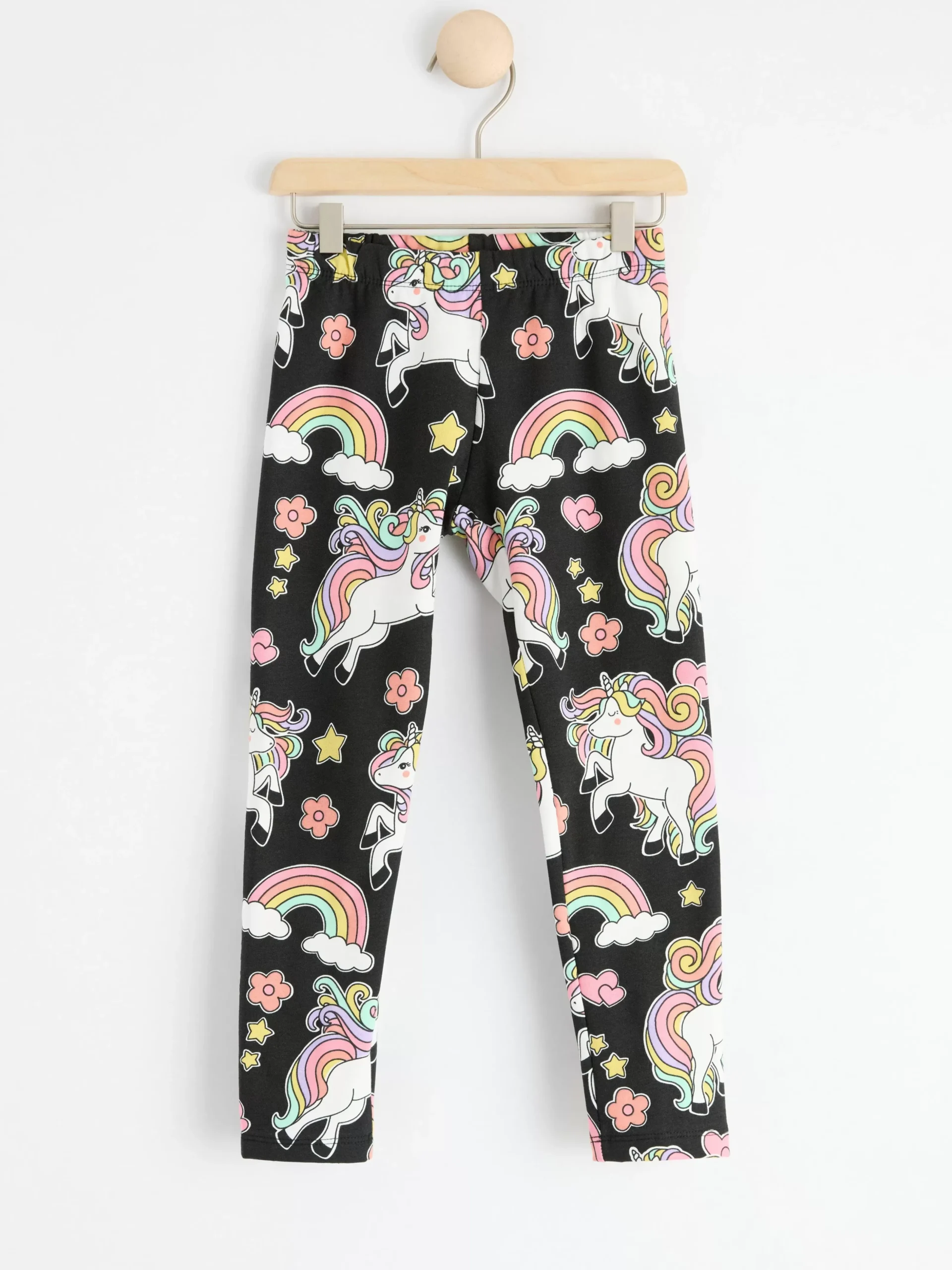 Byxor & Leggings>Lindex Leggings Med Borstad Insida Och Enhorningar Black