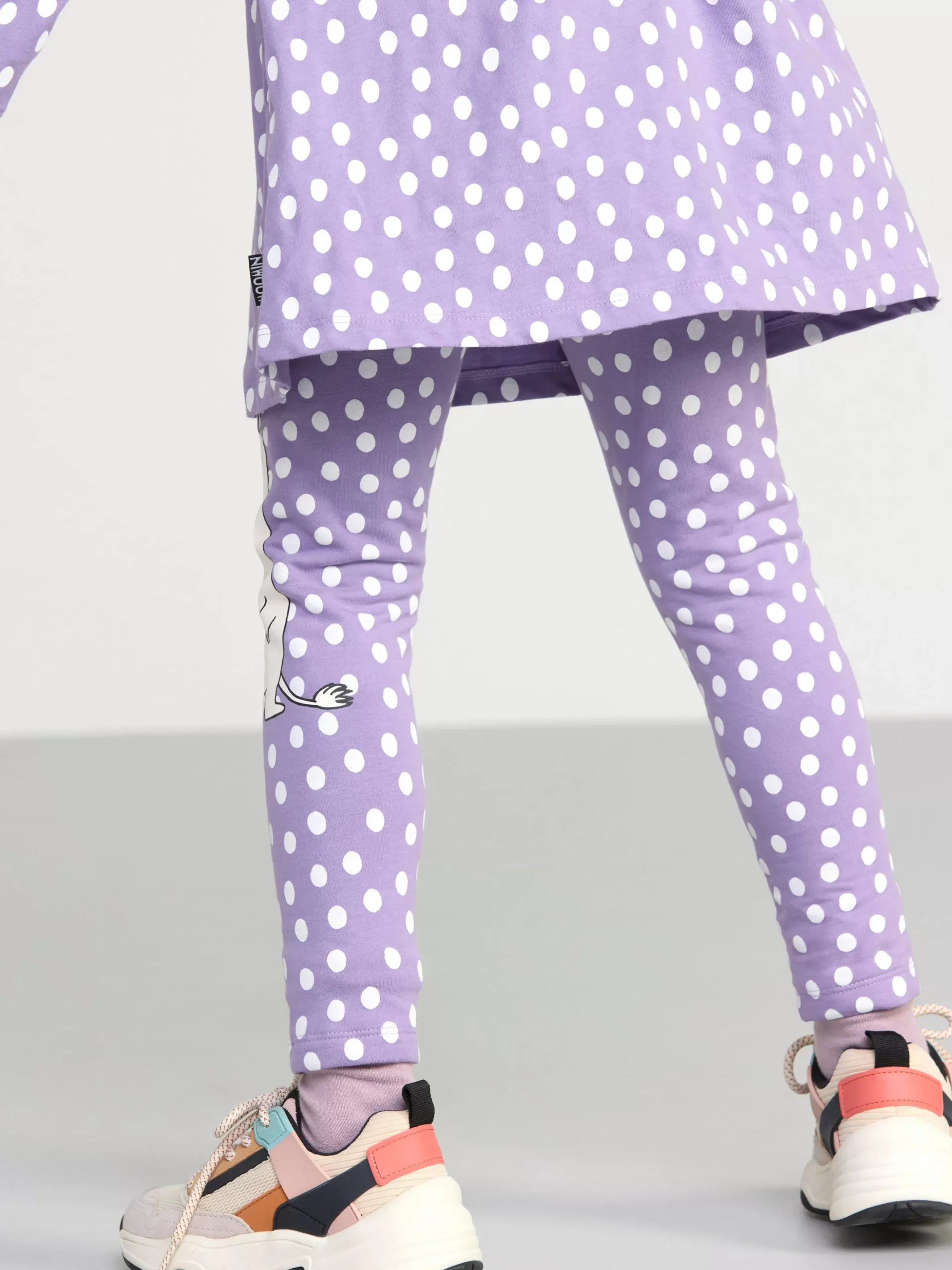 Byxor & Leggings>Lindex Leggings Med Borstad Insida Och Mumin Light Dusty Lilac