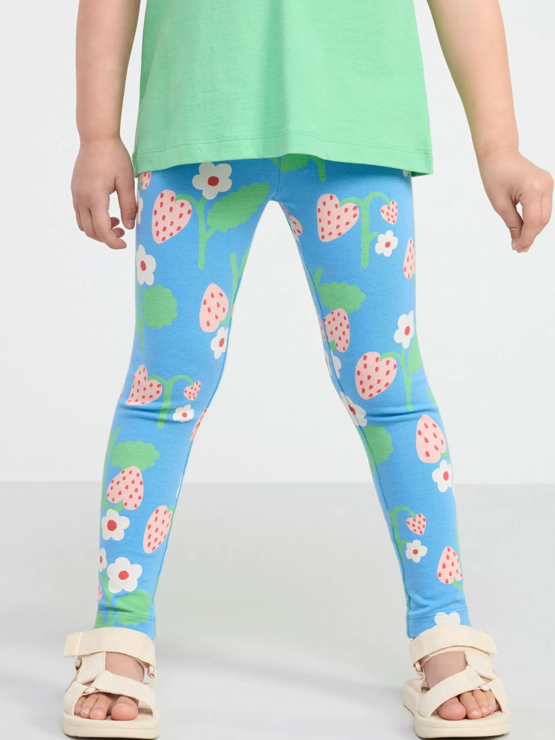 Byxor & Leggings>Lindex Leggings Med Jordgubbar Light Dusty Blue