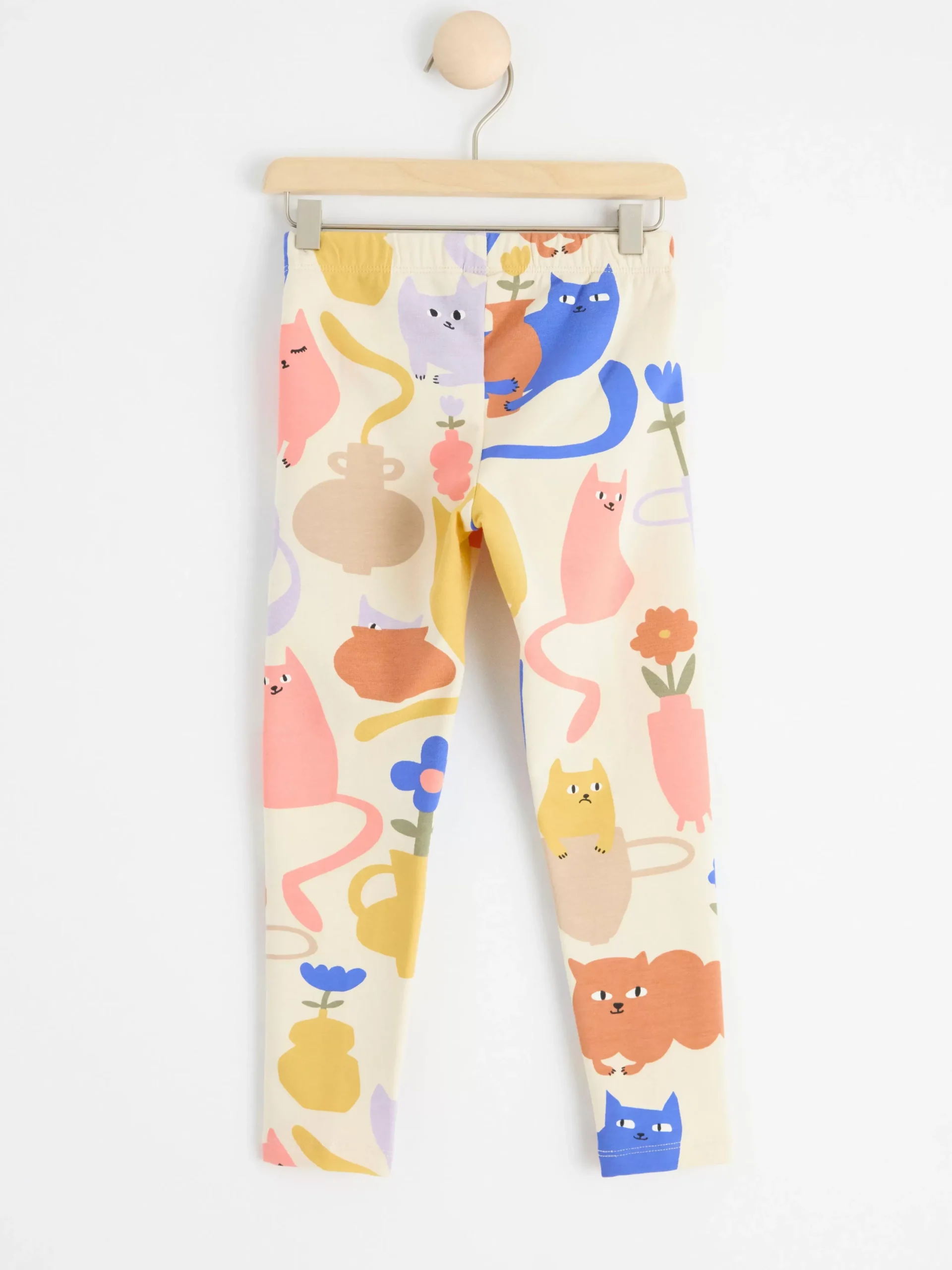 Byxor & Leggings>Lindex Leggings Med Katter Och Borstad Insida Light Beige