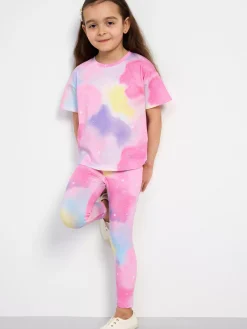 Byxor & Leggings>Lindex Leggings Med Regnbagsfarger Light Pink