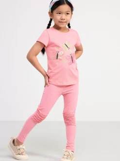 Byxor & Leggings>Lindex Leggings Med Volang Pa Knana Pink