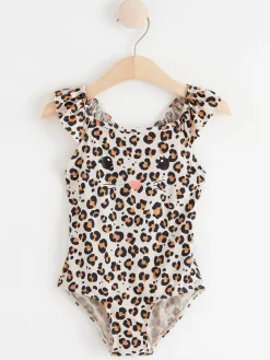 Badkläder & Uv>Lindex Leopardmonstrad Baddrakt Med Volanger White