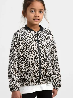 Tröjor & Cardigans>Lindex Leopardmonstrad Bomberjacka I Velour Light Beige