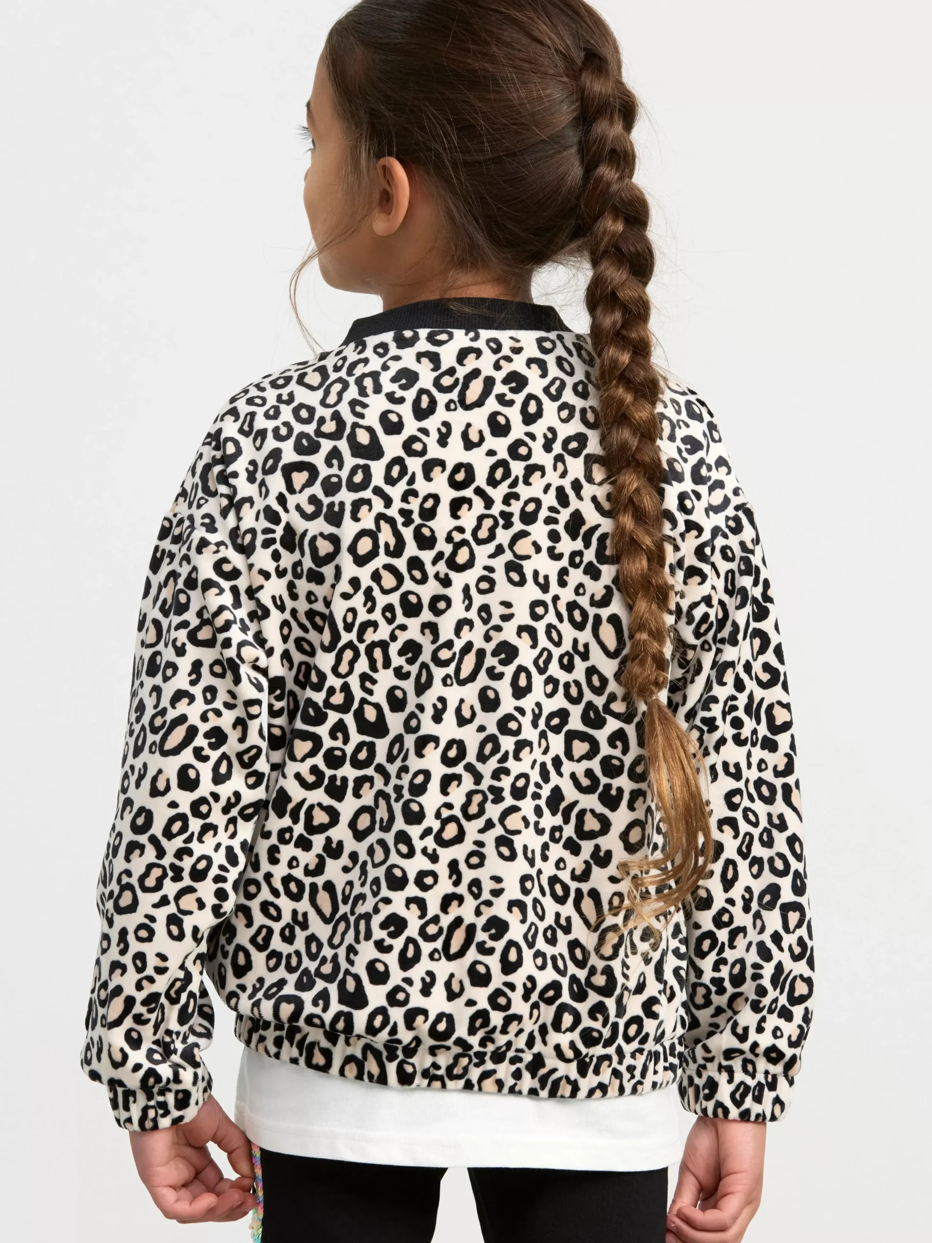 Tröjor & Cardigans>Lindex Leopardmonstrad Bomberjacka I Velour Light Beige
