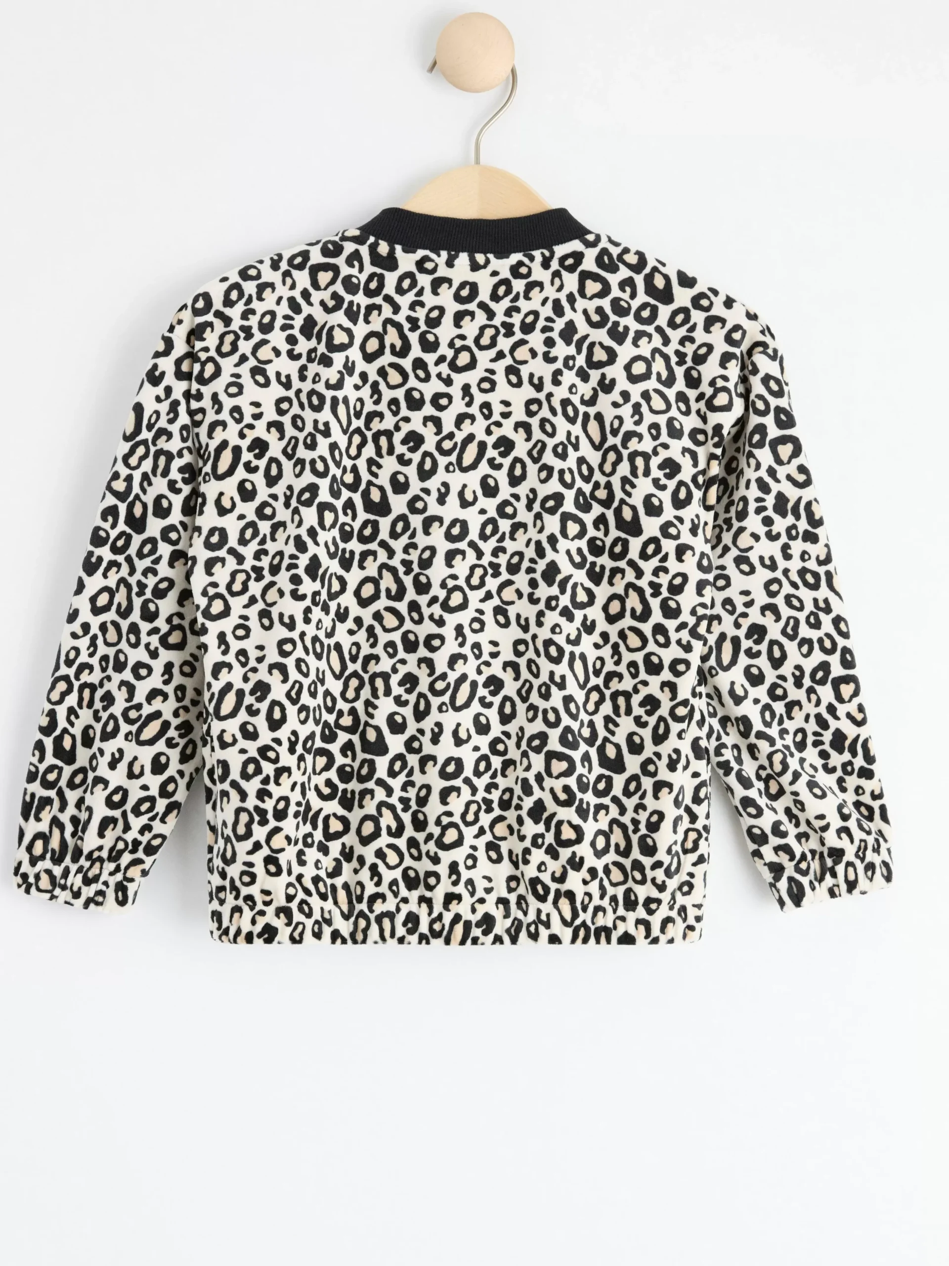 Tröjor & Cardigans>Lindex Leopardmonstrad Bomberjacka I Velour Light Beige