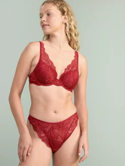 Bh>Lindex Lilja T-Shirt Bh Med Spets Dark Dusty Red