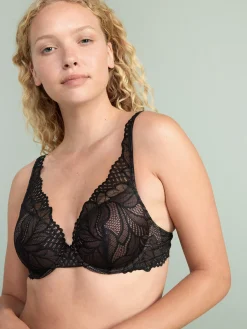 Bh>Lindex Lilja T-Shirt Bh Med Spets Black