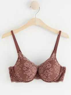 Bh>Lindex Lilja T-Shirt Bh Med Spets Dusty Brown