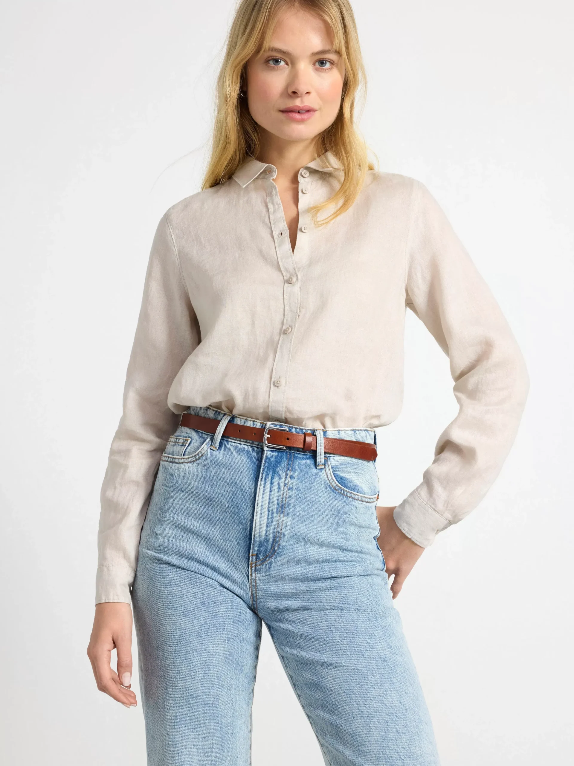 Blusar & Skjortor>Lindex Linneskjorta Light Beige