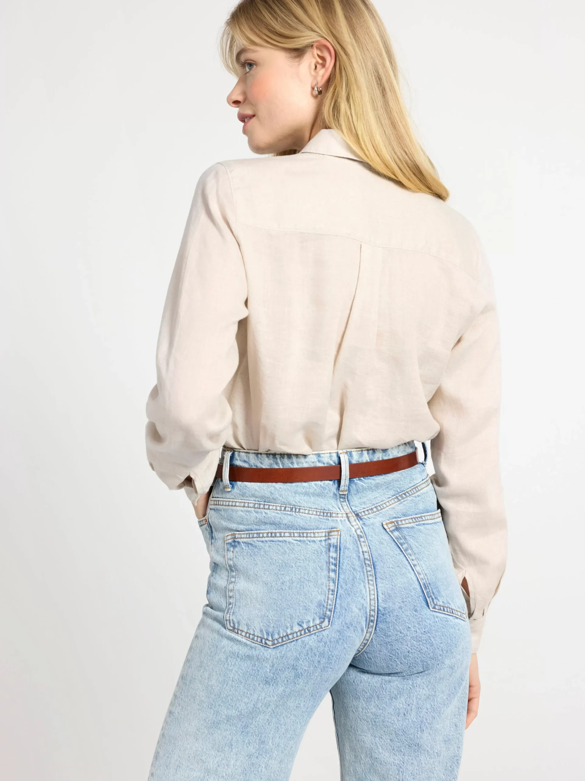 Blusar & Skjortor>Lindex Linneskjorta Light Beige