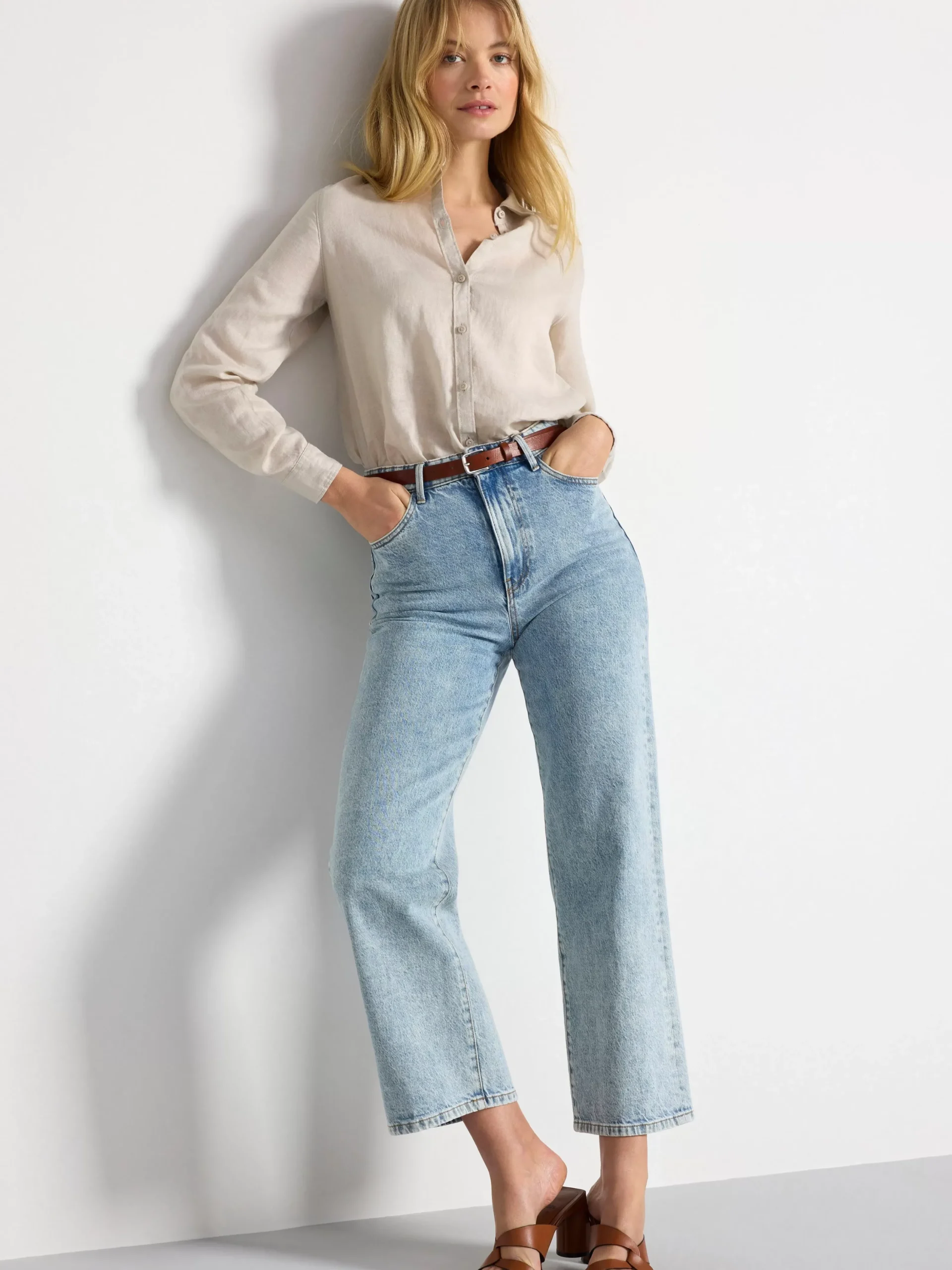 Blusar & Skjortor>Lindex Linneskjorta Light Beige