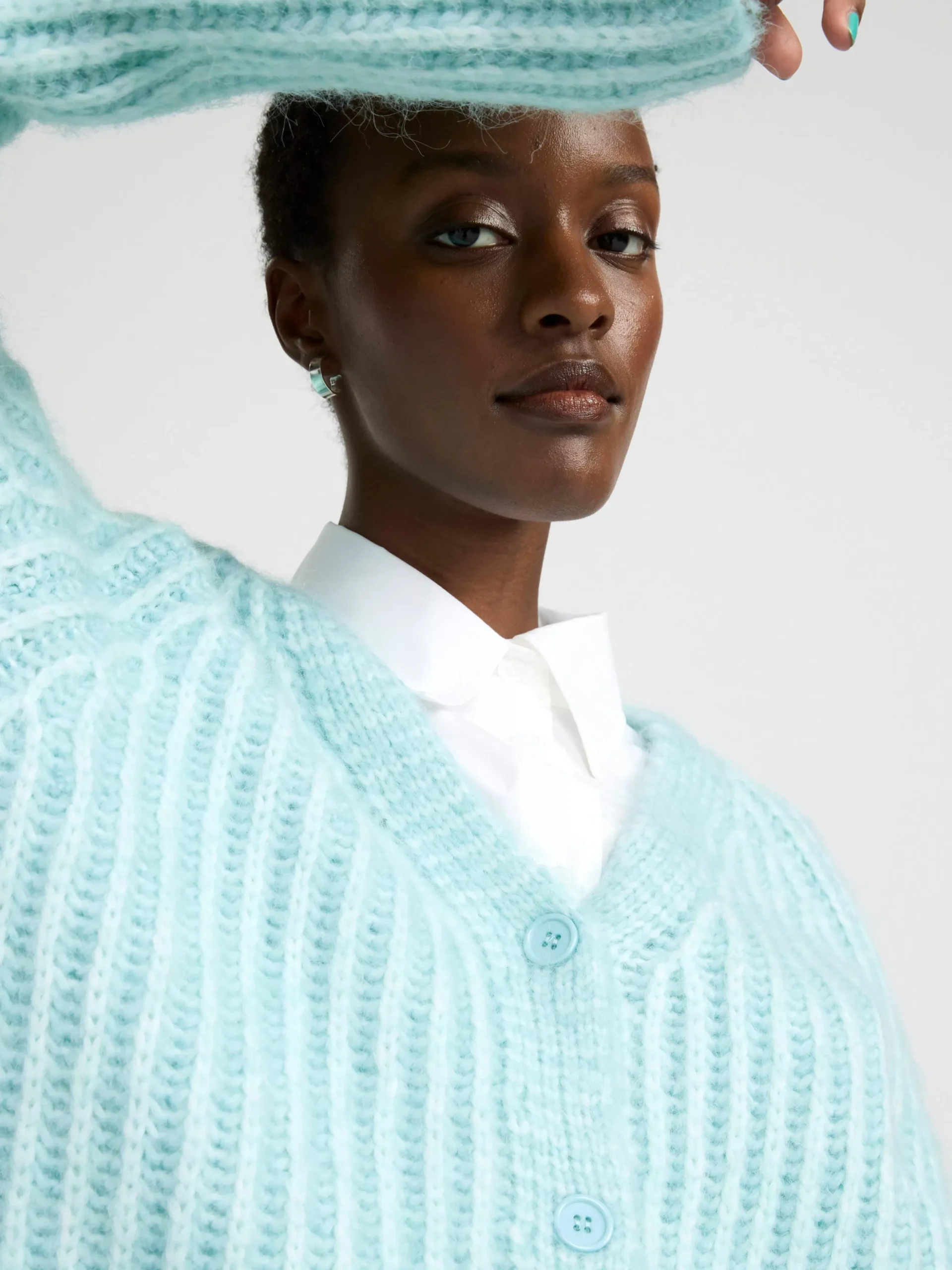 Tröjor & Cardigans>Lindex Lost Stickad Cardigan Light Blue