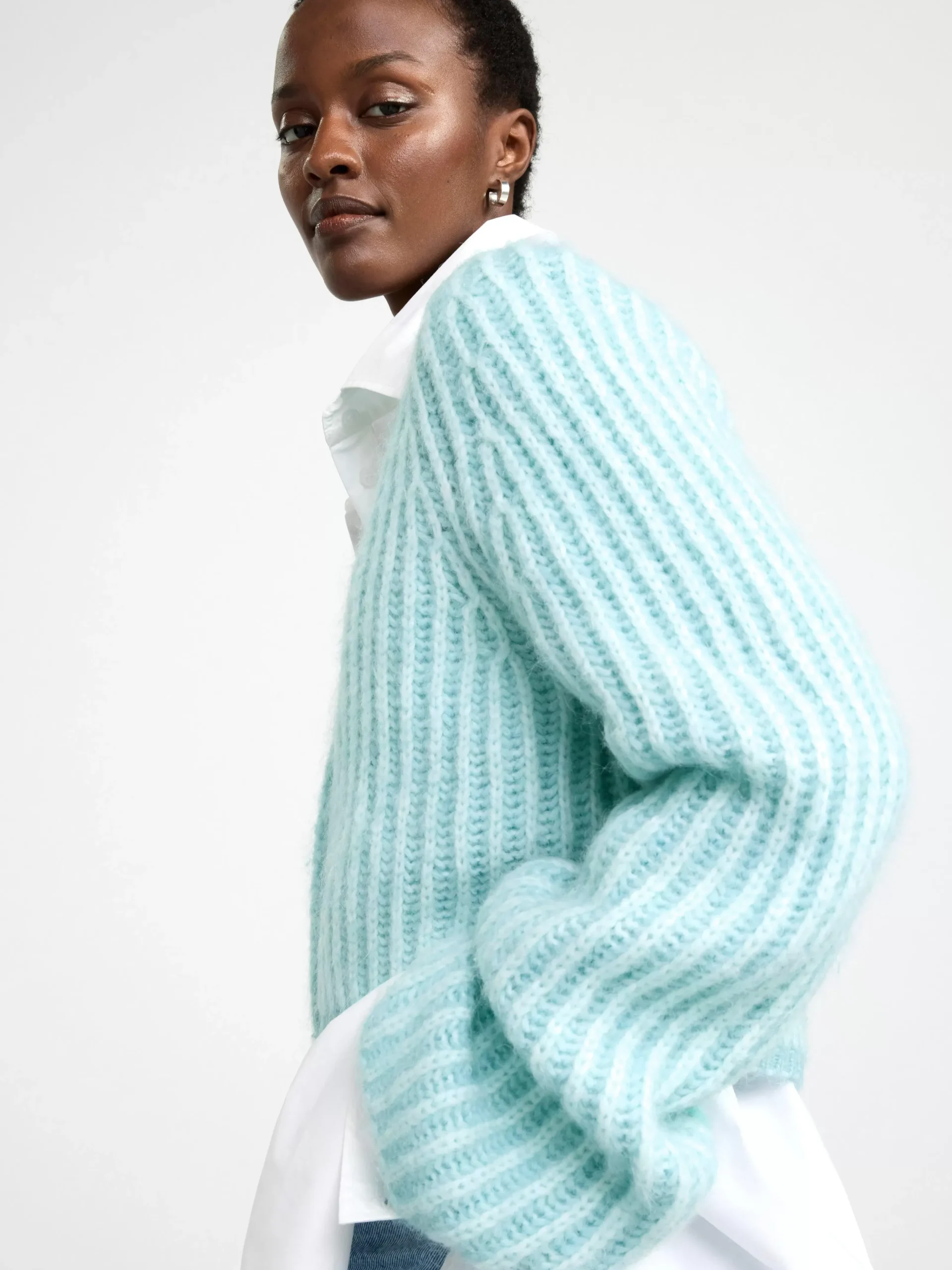 Tröjor & Cardigans>Lindex Lost Stickad Cardigan Light Blue