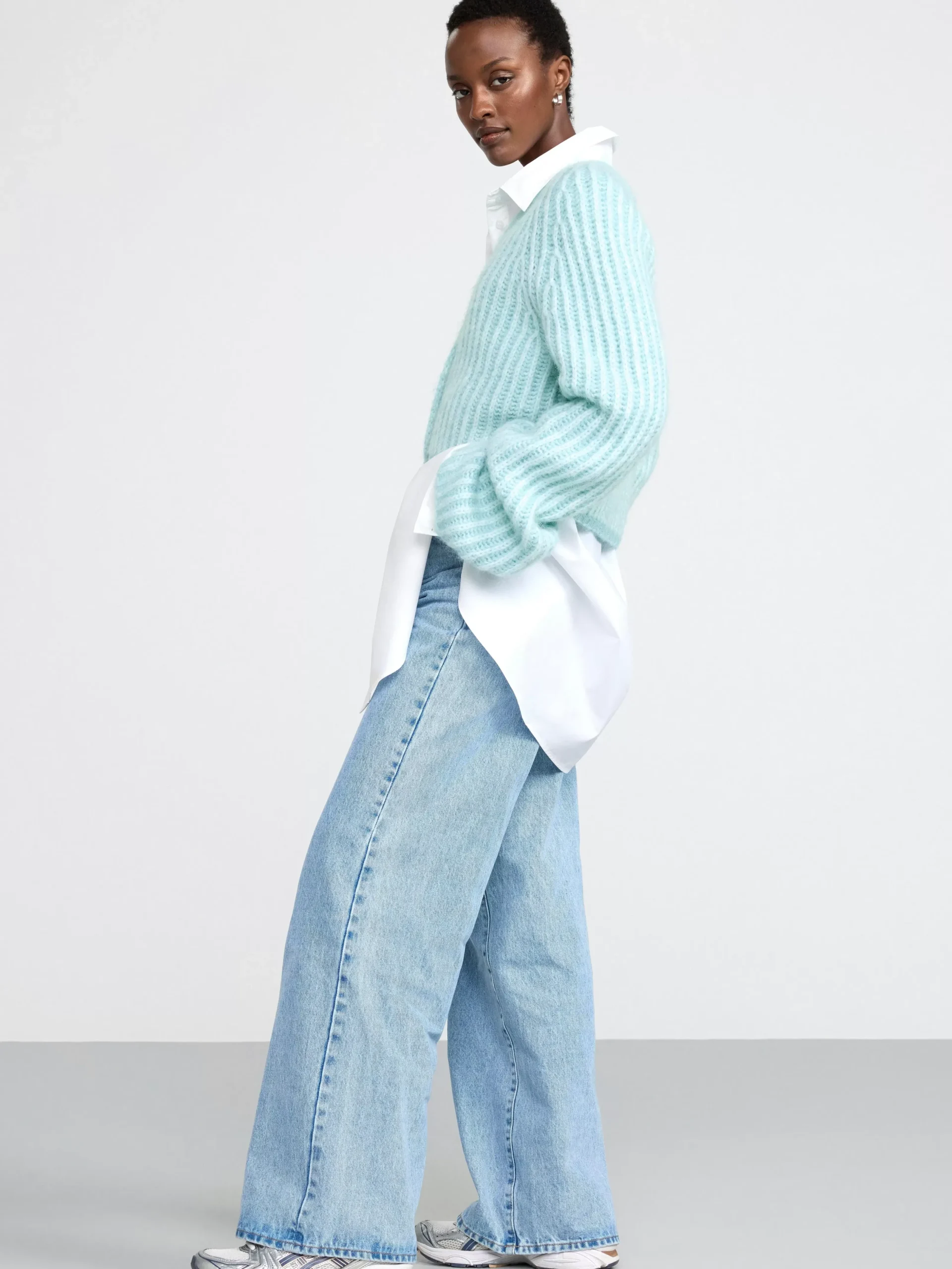 Tröjor & Cardigans>Lindex Lost Stickad Cardigan Light Blue