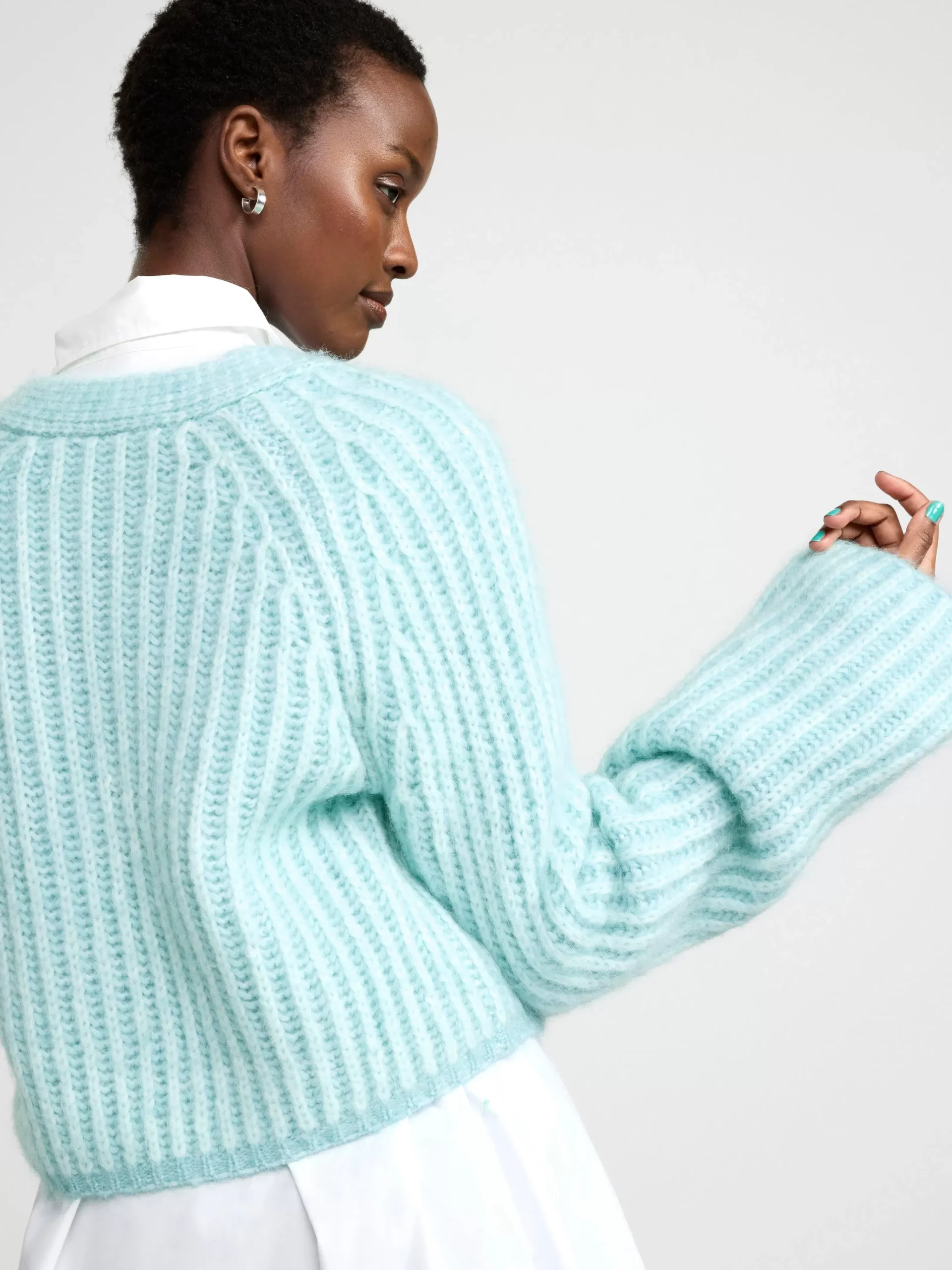 Tröjor & Cardigans>Lindex Lost Stickad Cardigan Light Blue