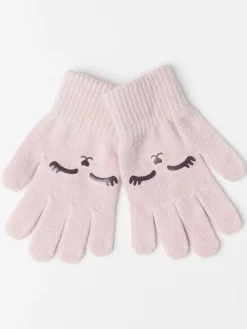 Accessoarer>Lindex Magiska Vantar Med Kattryck Light Dusty Pink