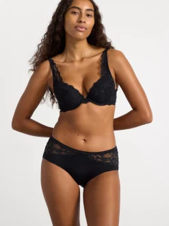 Bh>Lindex Malva Push-Up Bh Med Spets Black