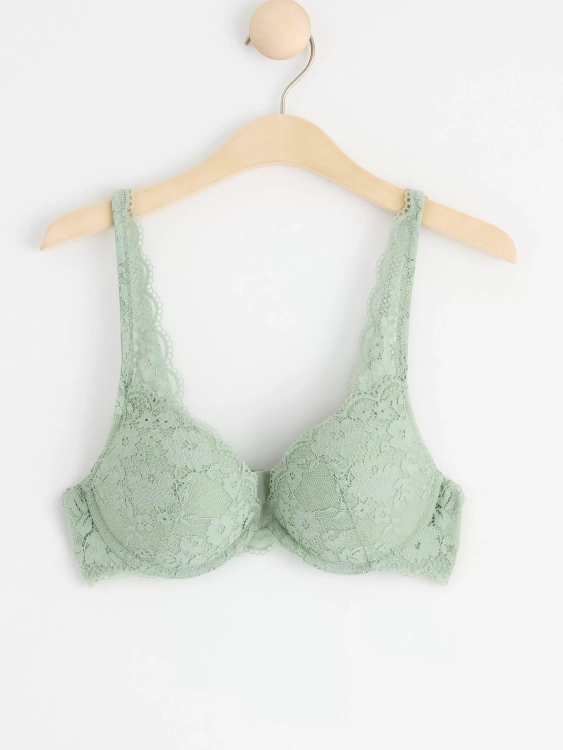 Bh>Lindex Malva Push-Up Bh Med Spets Light Dusty Green