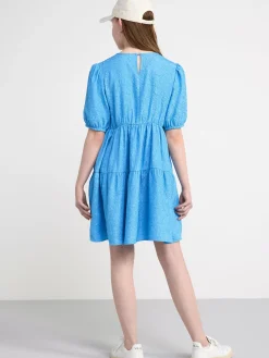 Klänningar>Lindex Midiklanning I Lager Med Puffarm Light Dusty Blue