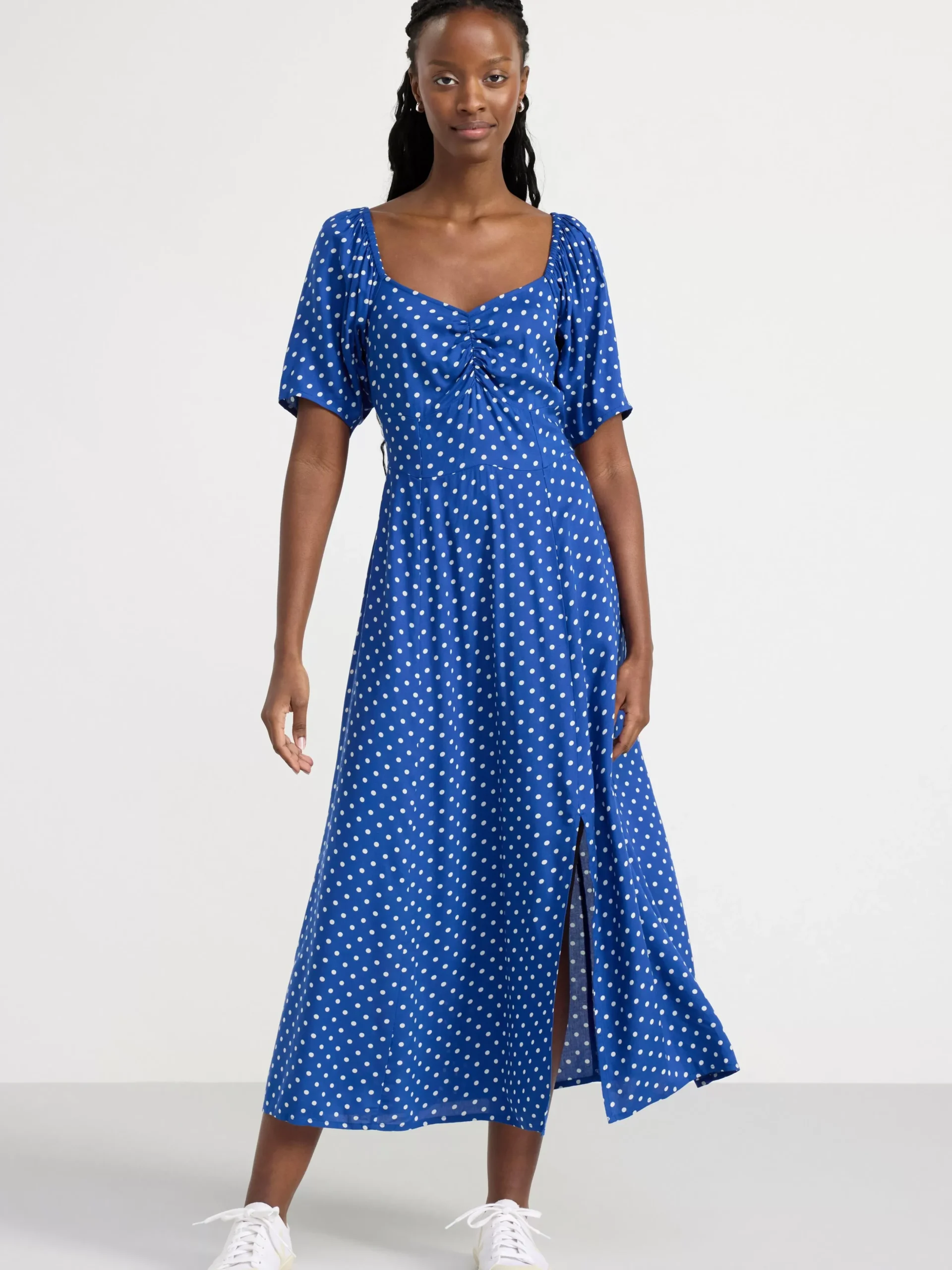 Klänningar>Lindex Midiklanning Med Puffarm Blue
