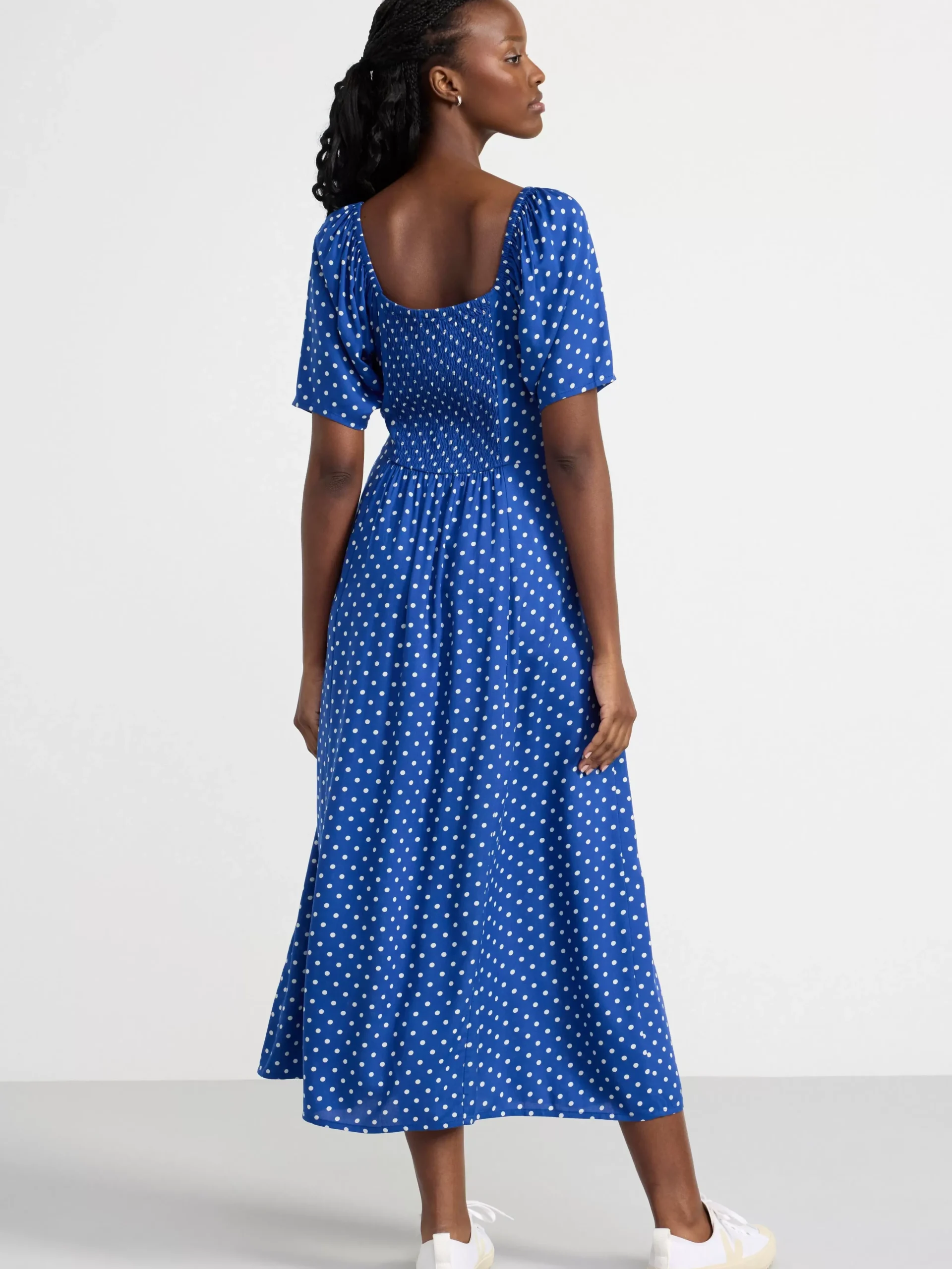 Klänningar>Lindex Midiklanning Med Puffarm Blue