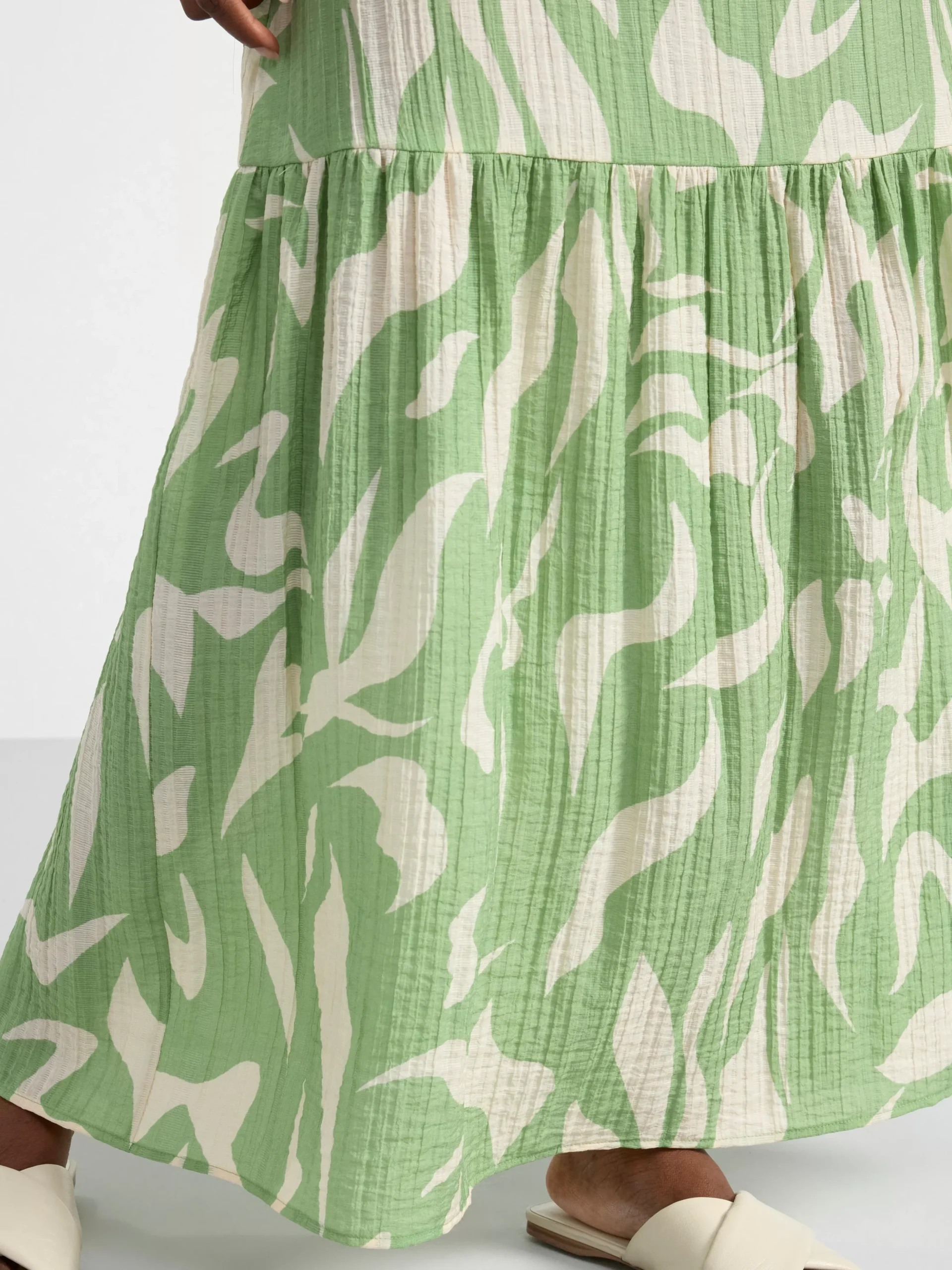 Klänningar>Lindex Midiklanning Med Puffarm Green