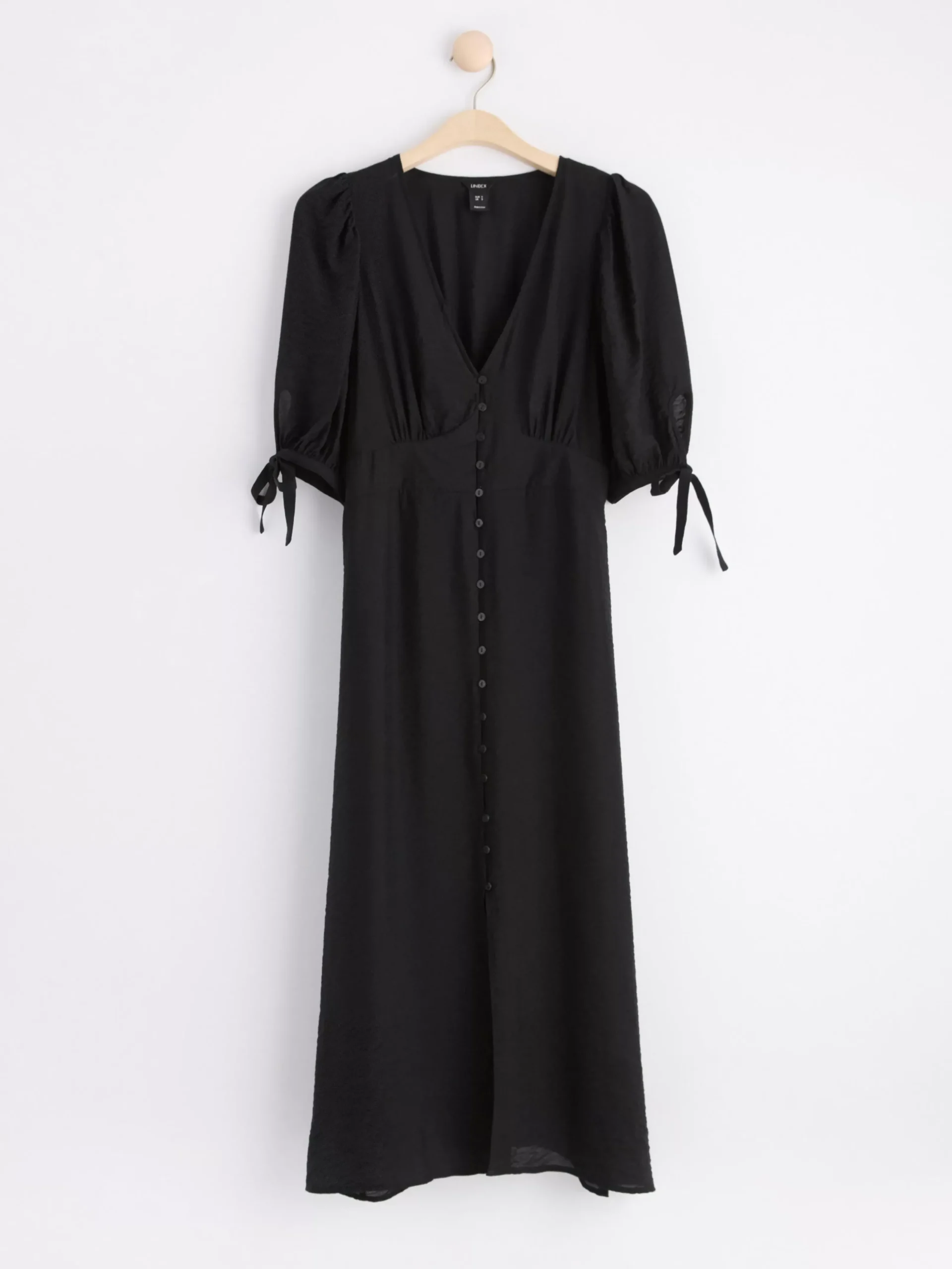 Klänningar>Lindex Midiklanning Med Puffarm Black