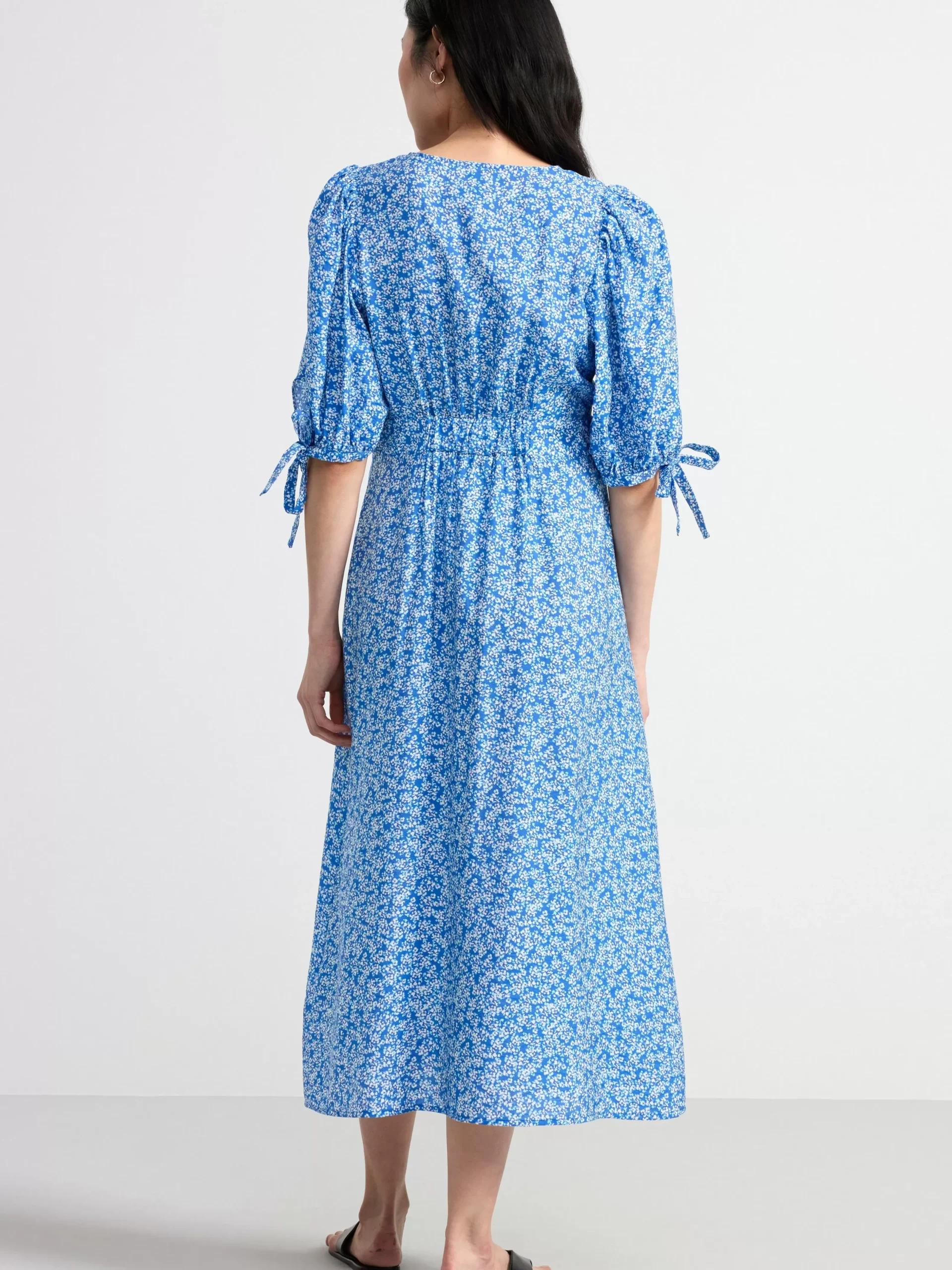 Klänningar>Lindex Midiklanning Med Puffarm Blue