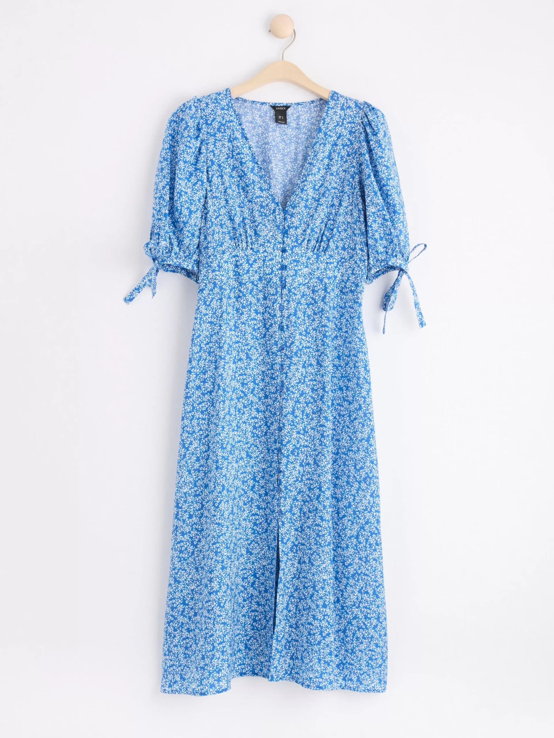 Klänningar>Lindex Midiklanning Med Puffarm Blue