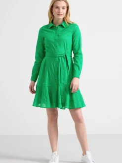 Klänningar>Lindex Mini-Skjortklanning Med Broderie Anglaise Green