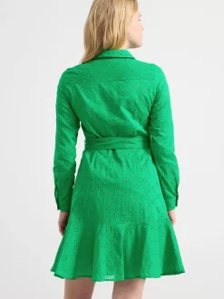 Klänningar>Lindex Mini-Skjortklanning Med Broderie Anglaise Green