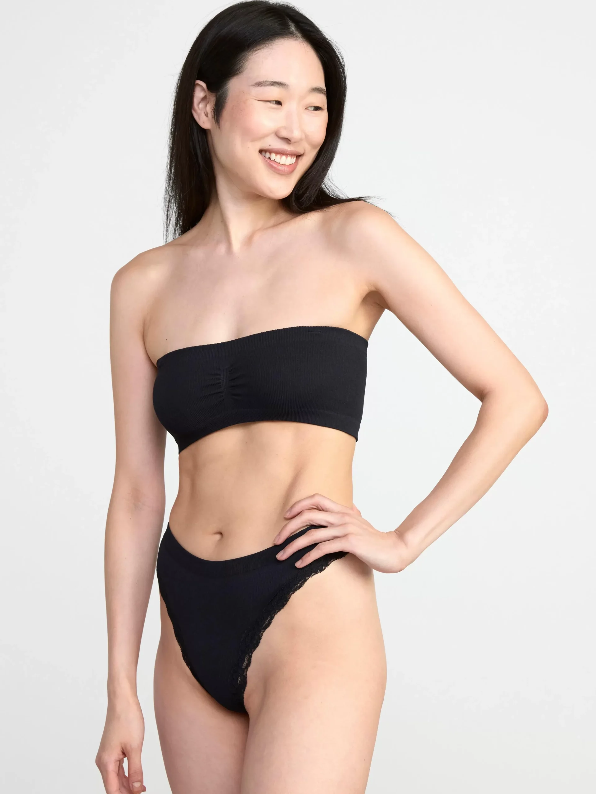 Bh>Lindex Mjuk Seamless Ribbad Bandeau Bh Black