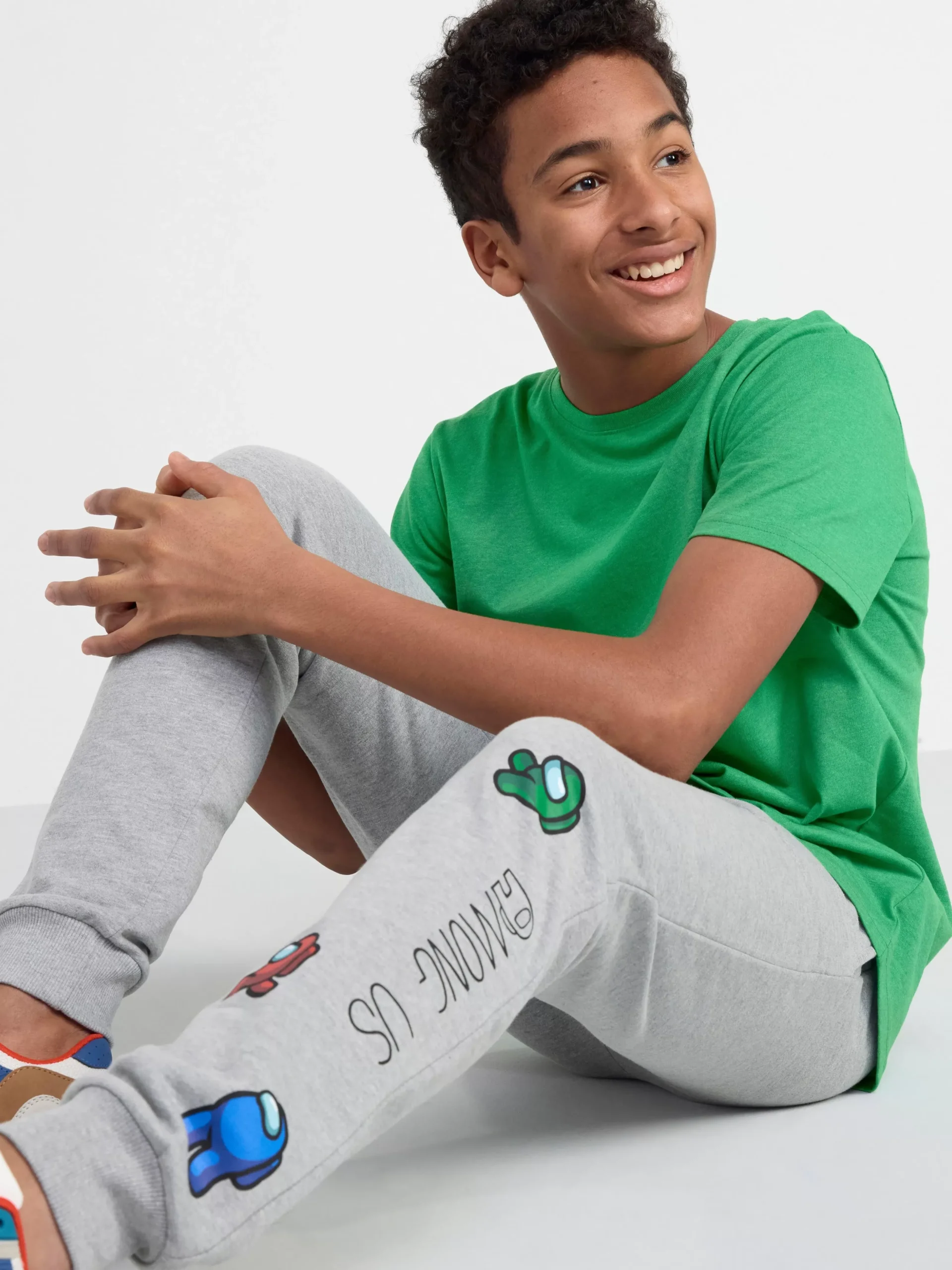 Byxor & Leggings>Lindex Mjukisbyxa Med Among Us-Tryck Och Borstad Insida Grey Melange