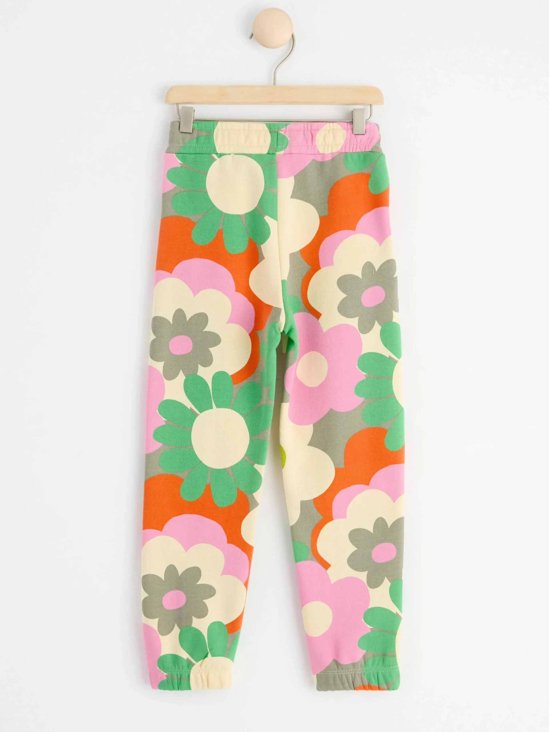 Byxor & Leggings>Lindex Mjukisbyxor Med Blommor Och Borstad Insida Light Dusty Khaki