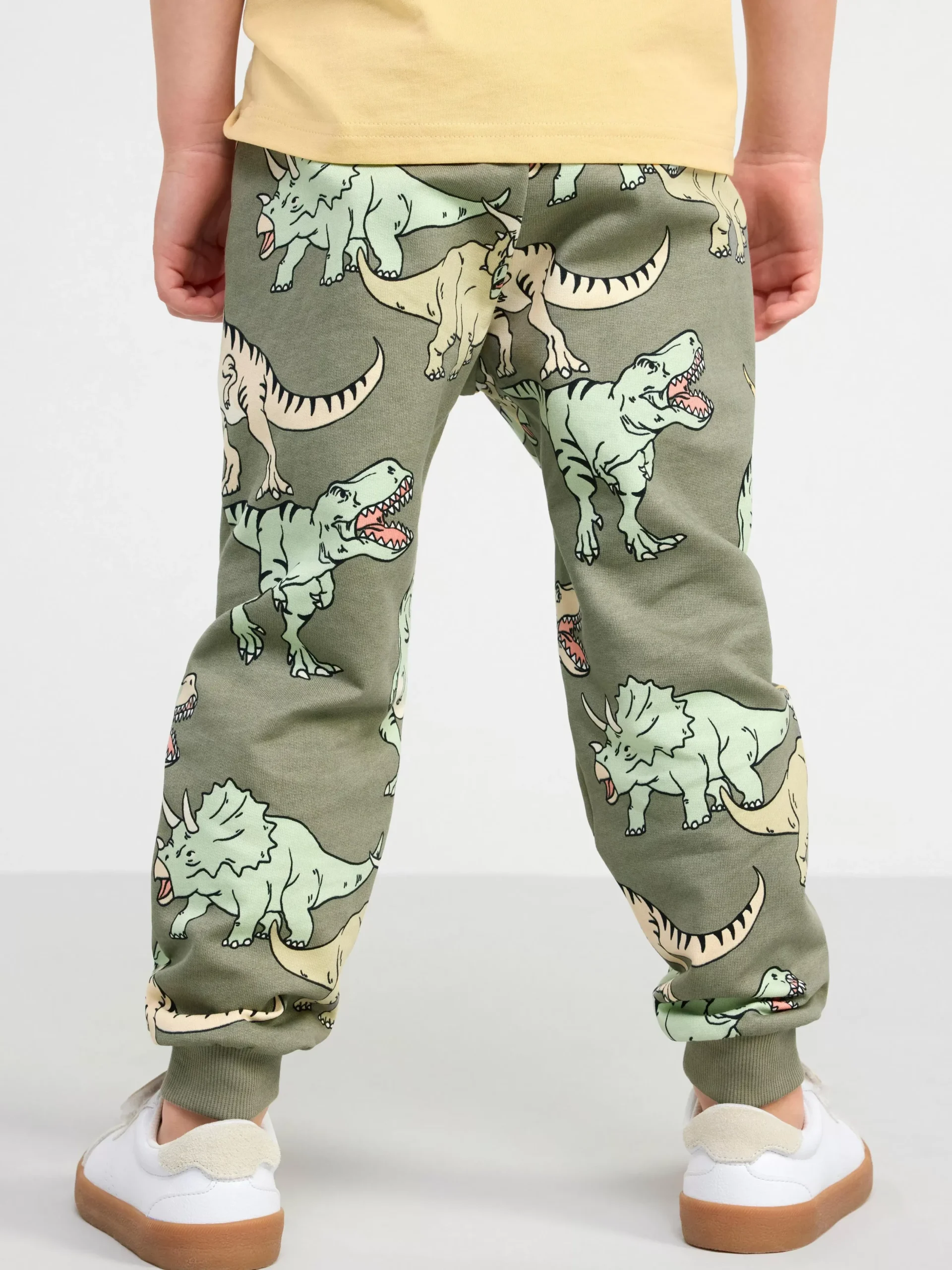 Byxor & Leggings>Lindex Mjukisbyxor Med Dinosaurier Light Dusty Khaki