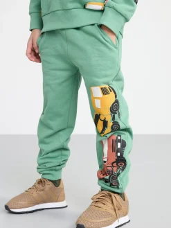 Byxor & Leggings>Lindex Mjukisbyxor Med Lastbilar Och Borstad Insida Dusty Green