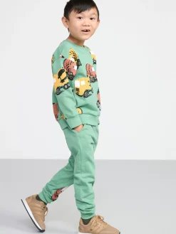 Byxor & Leggings>Lindex Mjukisbyxor Med Lastbilar Och Borstad Insida Dusty Green