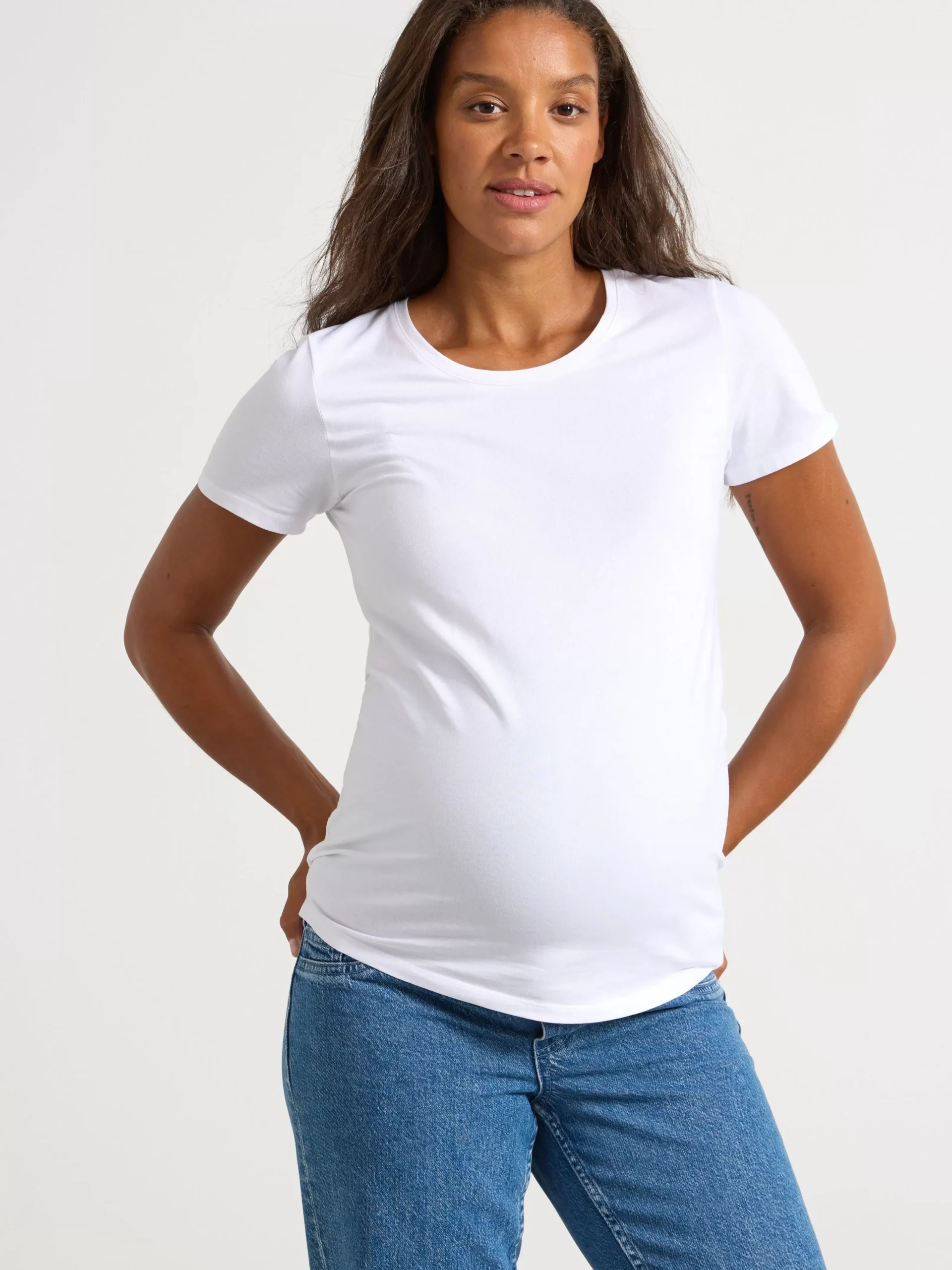Toppar & T-Shirts>Lindex Mom Kortarmad T-Shirt I Bomull White