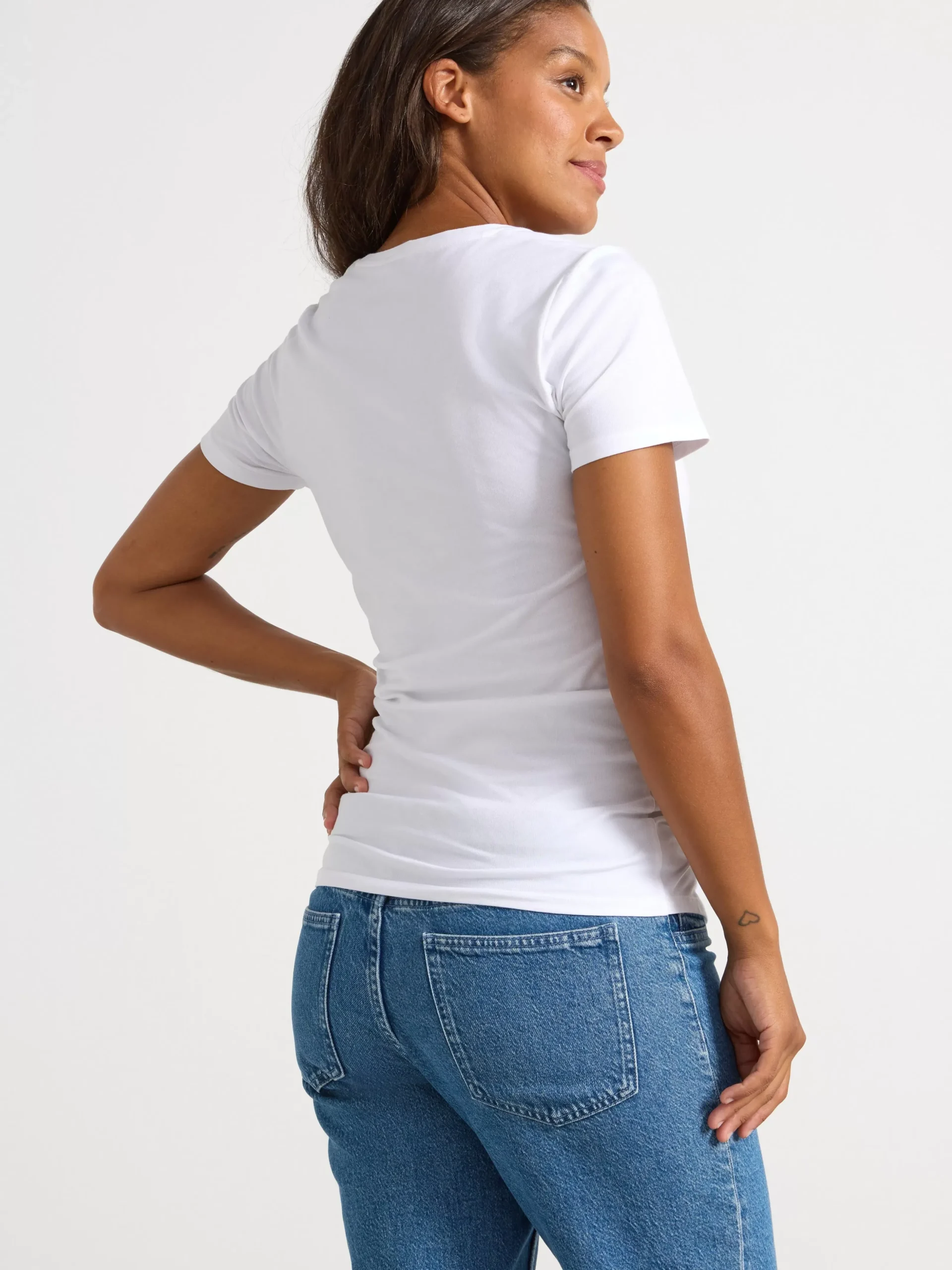 Toppar & T-Shirts>Lindex Mom Kortarmad T-Shirt I Bomull White
