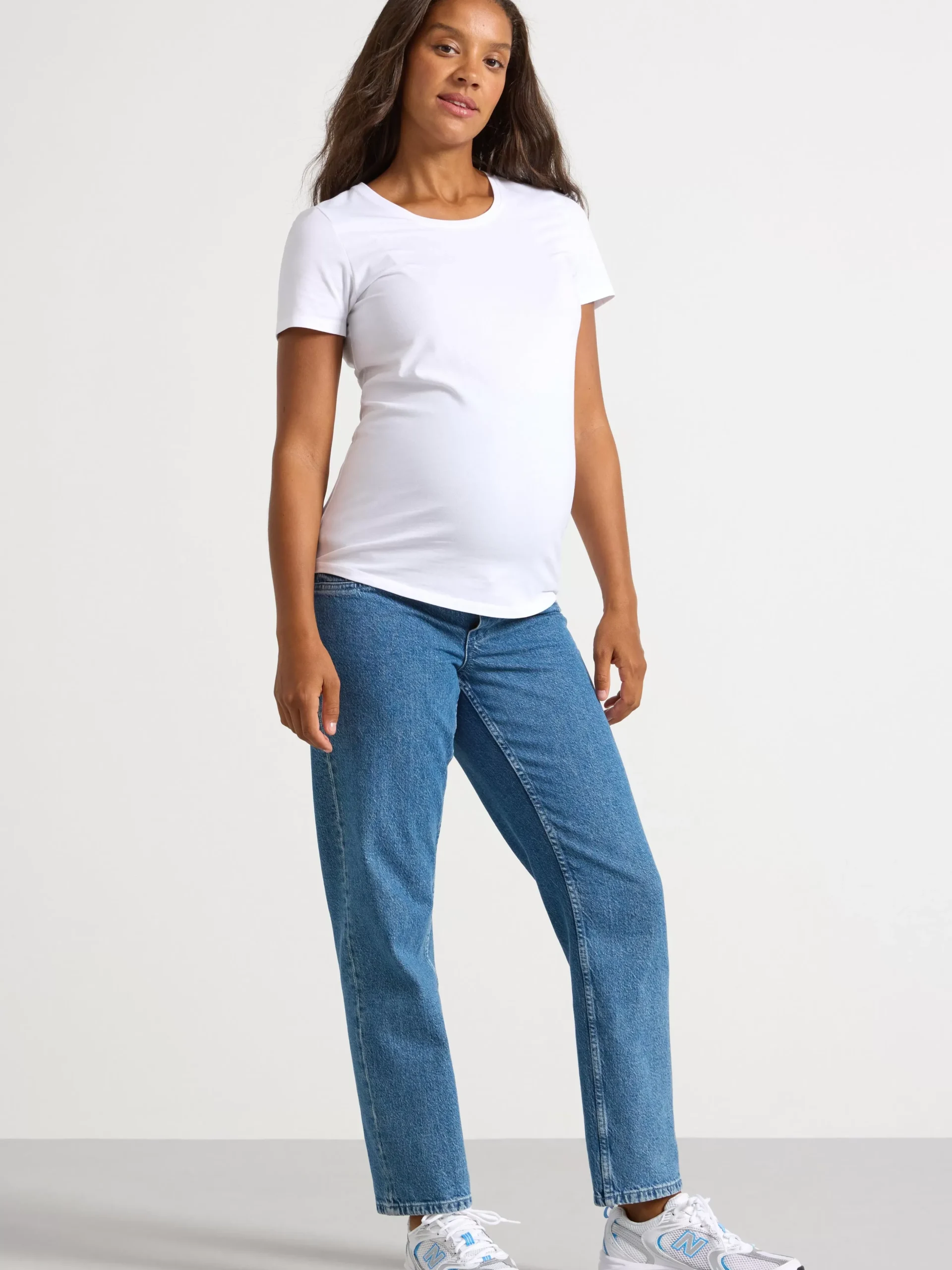 Toppar & T-Shirts>Lindex Mom Kortarmad T-Shirt I Bomull White
