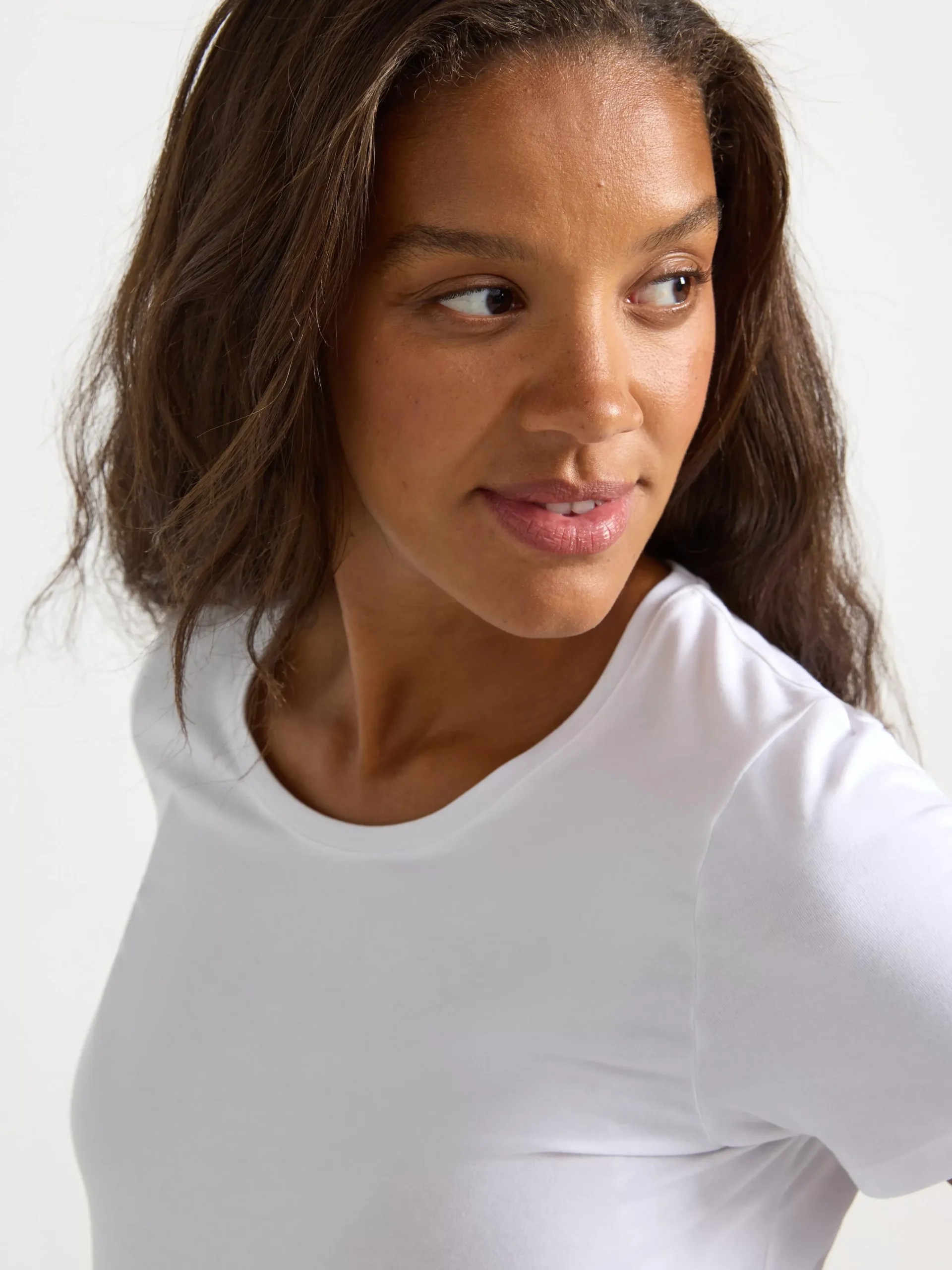 Toppar & T-Shirts>Lindex Mom Kortarmad T-Shirt I Bomull White