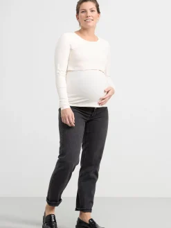 Toppar & T-Shirts>Lindex Mom Langarmad Amningstopp Light White