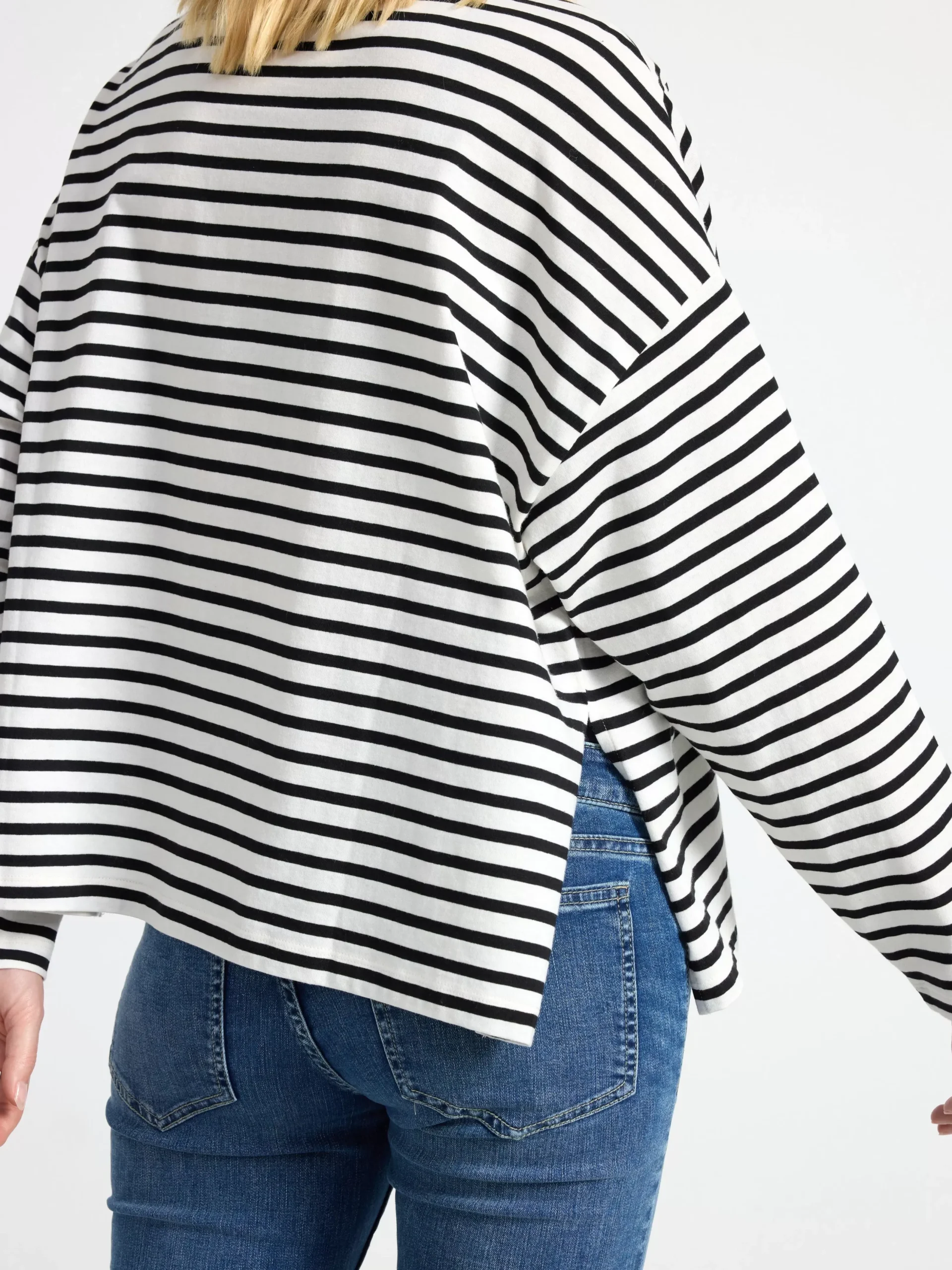 Toppar & T-Shirts>Lindex Mom Langarmad Topp Med Rander Light White