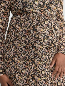 Klänningar>Lindex Mom Monstrad Klanning Med Lang Arm Black