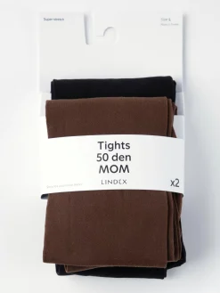 Mammaunderkläder>Lindex Mom 2-Pack Matta Strumpbyxor 50 Denier Dark Brown